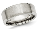 Men's 8mm Stainless Steel Comfort Fit Wedding Band Ring with Beveled Edge